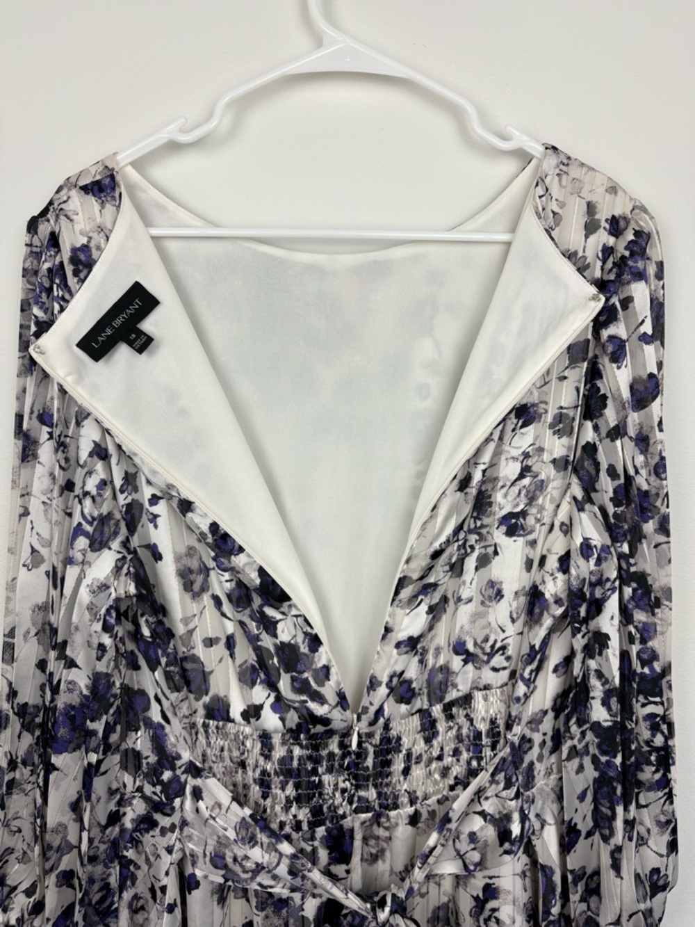 Lane Bryant White & Purple Floral Pleated Midi Dress size 18 from 2020 boho - Picture 9 of 15